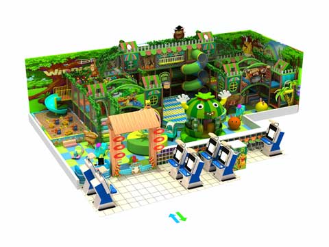 162 Square Meter Green Theme Naughty Castle for Sale