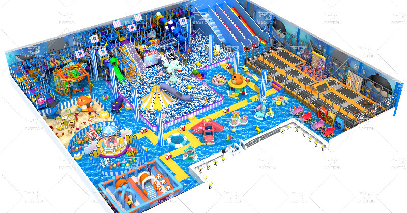 Large indoor playground equipment with ocean theme