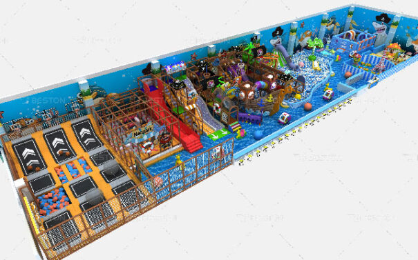 Final rendering of pirate ship theme indoor playground equipment for Turkey customer